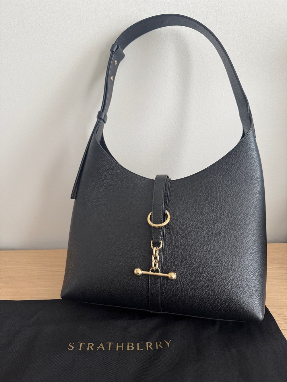 Strathberry Kite Hobo black with silver hardware